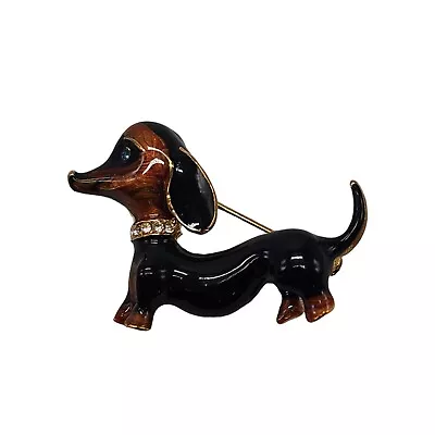 Vintage Dachshund Dog Brooch Enamel Metal Pin • $19.95