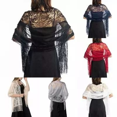 Soft Lace Warps Wedding Wrap Scarf Pashmina Tulle Evening Shawl Wrap Cover Ups  • £5.77