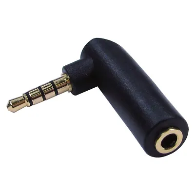 Right Angle Stereo 4 POLE 3.5mm Jack Headphone AV Adapter Socket To Plug Angle • £2.19