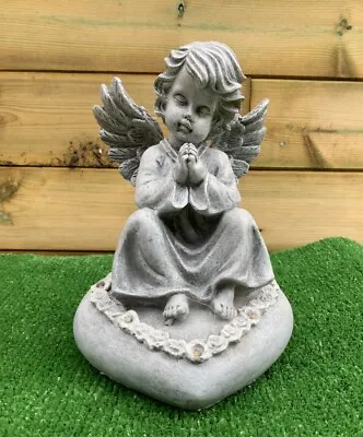 Solar Angel On Heart Light Stone Effect Grave Cemetery Memorial Grave Ornament • £18.99