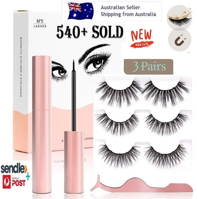 $11.40 • Buy Magnetic False Eyelashes Natural Eye Lashes & Extension Liquid Eyeliner Tweezer