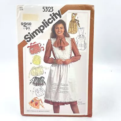 Simplicity 5323 Full Or Half Apron Misses One Size Vintage Uncut Sewing Pattern • $8.99