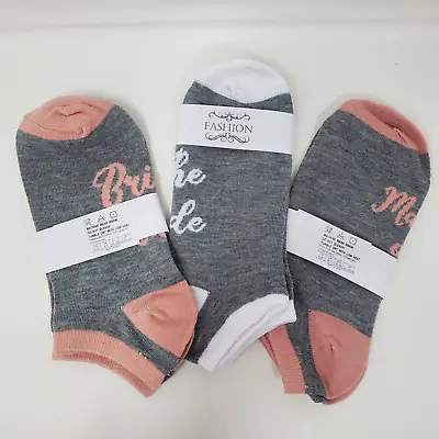 £6.88 • Buy NEW Bridal Socks Lot Of 3 Bride Bridesmaid Maid Of Honor Gray Ankle US Size 5-8