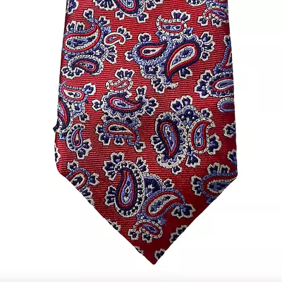 Daniel Cremieux Nwt Red Paisley Silk Seven 7 Fold Handmade In Italy Neck Tie • $36.99