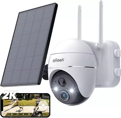 IeGeek Wireless Security Camera Solar Outdoor Battery 2K 3MP Color Night Vision • $89.99