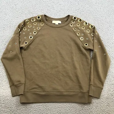 Michael Kors Sweater Womens Medium Olive Green Gold Rings Sweatshirt 45036 • $16.99