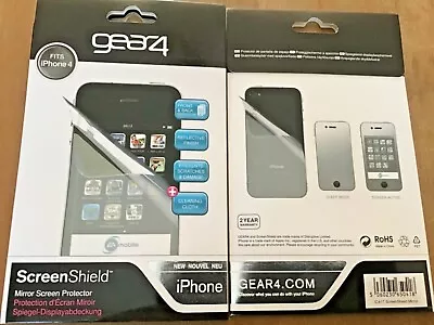 2 X GEAR4 SCREENSHIELD FRONT & BACK MIRROR SCREEN PROTECTORS - APPLE IPHONE 4 4S • £1.39