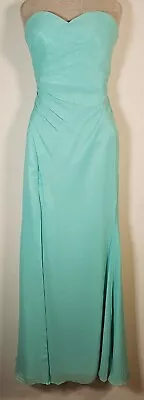 Faviana Mint Green Strapless Size 8 Dress Sweetheart Chiffon Long Gown Open Back • $38.81