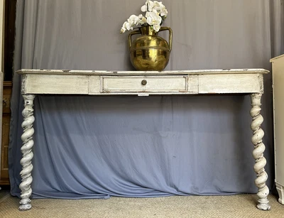£399 • Buy Long Painted Distressed Antique French Console Table Hall Table Sideboard Drawer