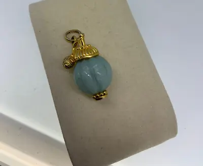 Vintage Gold Tone And Aqua Atomizer Charm For Bracelet Or Pendant • $20