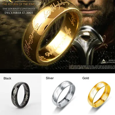 Fashion Lord Of The Rings Stainless Steel Men's Ring Size 6-13 The One Ring Lord • £2.63
