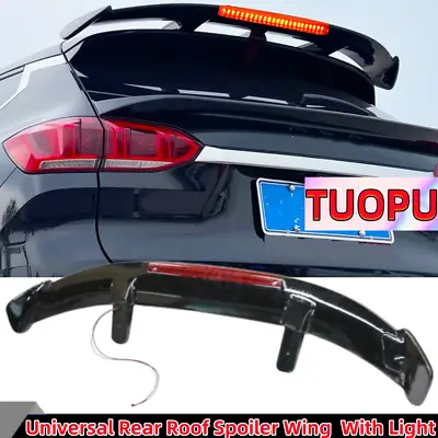 Universal Abs Gloss Black Rear Roof Spoiler Wing W/light Fit For Mazda Toyota • $86.20