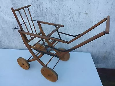 Old Doll Carriage Pram Wood Approx. 1920 • $126.51