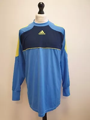 Jj117 Mens Vintage Adidas Blue Yellow Padded Football Goalkeeper Top Uk L Eu 54 • £19.99