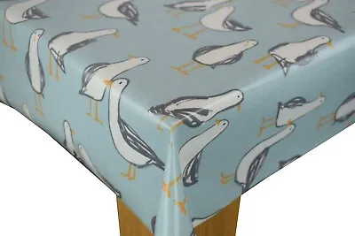 £15.99 • Buy Duck Egg Cotton Oilcloth Wipe Clean Tablecloth PVC Dotty Floral Nautical