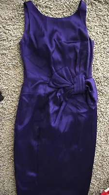 Oasis Size 8 Belle Dark Purple Dress Satin Purple Christmas Party • £0.99