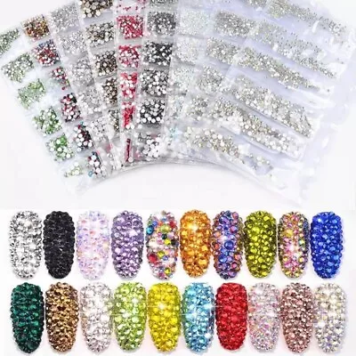 1304pcs Glitter Nail Art Rhinestones Flatback Crystal Gems 3D Rainbow Decoration • $8.35