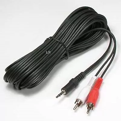 25Ft 3.5mm 1/8  Mini Plug Male To 2 RCA Male Stereo Audio Cable  • $12.98