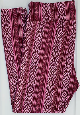 TC LuLaRoe Tall & Curvy Leggings Aztec Tribal Print Pink New Print ! G54 • $9.90