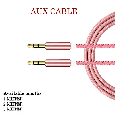 Aux Cable Pink Jack Plug 3.5mm Audio Lead For To Headphone MP3 IPod PC Car • £3.49