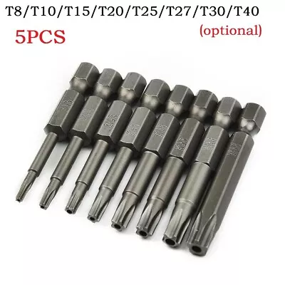 Ideal 1/4 Inch Hex Shank Magnetic Torx Screwdriver Bits Set T8T40 (5PCS) • $22.44