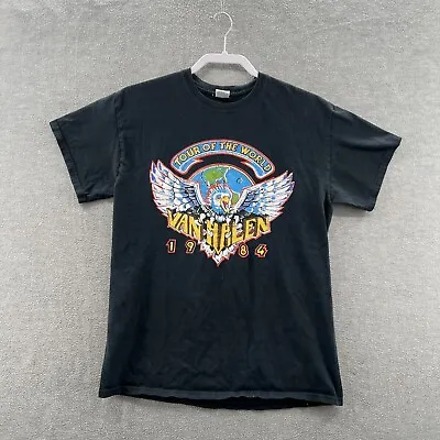 Gildan T Shirt Black Van Halen Tour Of The World Reprint 1984 Mens Size M • £10.11