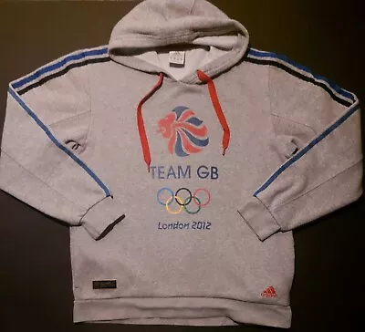 Adidas Team GB Mens Hoodie L Grey Olympic Pullover Jumper Sweater London 2012 A2 • £24.99