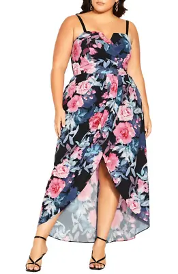 CITY CHIC Bella Maxi Dress - Black Floral Plus Size XXL/24 NWT [RRP $189.95] • $65