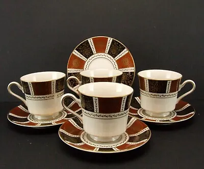 $45 • Buy Mikasa Grande Ivory Villa Trianon Footed Cup Saucer Cinnabar L2827 Lot Of 4 Sets