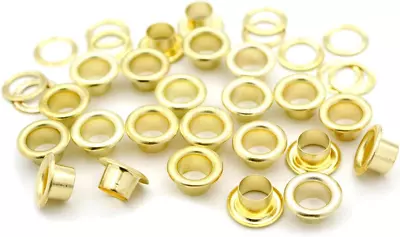 CRAFTMEMORE 3/16 (5MM) Hole Size 100 Sets Gold Metal Grommets Eyelets With Washe • $15.60