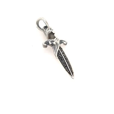 $299.99 • Buy David Yurman Men's Waves Dagger Pendant Amulet With Black Diamonds