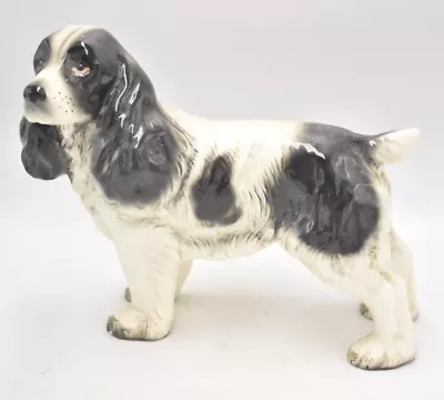 Vintage Melba Ware Black And White Cocker Spaniel Dog Figurine Statue Ornament • £12.95
