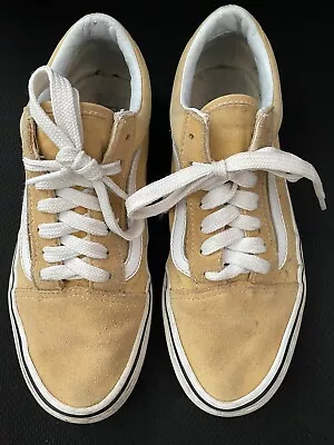 Vans Trainers Size 5 UK/6 US Old Skool Suede & Canvas Dark Yellow & White Trim  • £5