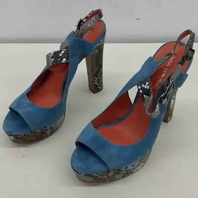 Via Spiga Blue Leather Slingback Heels Size 9.5 - Preowned • $45