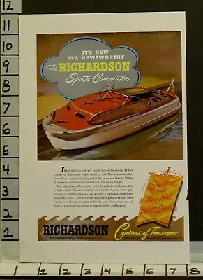 1947 Richardson Sport Commuter Boat Nautical Bingmun Bridge Hull  2280822808 • $24.95