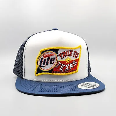 Miller Lite Hat Texas Beer Hat Retro Texas Patch On A Vintage Trucker Snapback • $38