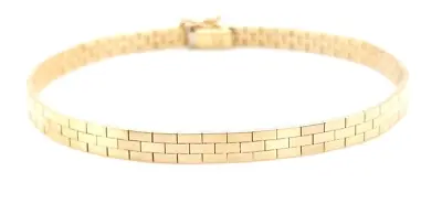 14KT YELLOW GOLD ITALIAN BRICK BRACELET Length 8  Width 4.75 MM Weight 13 GR • $1040