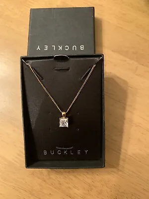 £10 • Buy Adrian Buckley Square Crystal Pendant Yellow Gold Plated 16” Chain, 2” Extender