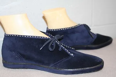 NOS Sz 8.5 Vtg 1970s Keds BLUE Shoe Navy Boot Velvet Velour ANKLE Sneaker 8 1/2 • $67.43