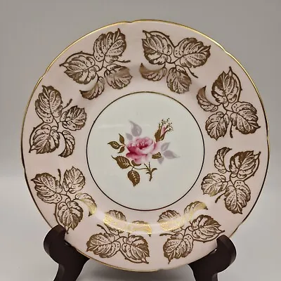 Vintage Royal Grafton Pink Cabbage Rose Gold Leaf Side Bread Tea Plate 6¼  • £6
