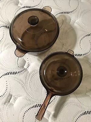 Corning Ware Vision Amber Glass Cookware Set Of 4 • $55