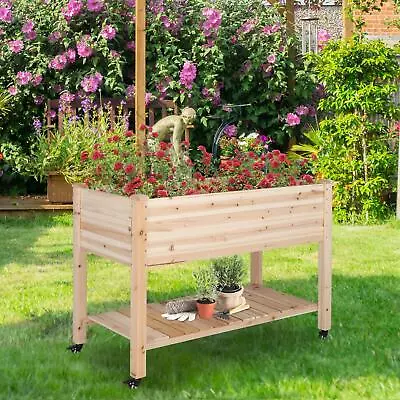 Raised Planter Box With Legs Wheels Outdoor Elevated Garden Bed For Vegetable • $79.99