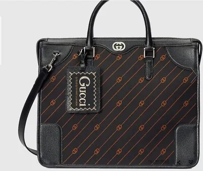 Gucci INTERLOCKING G JACQUARD BRIEFCASE With Leather Gucci ID Tag • $2900