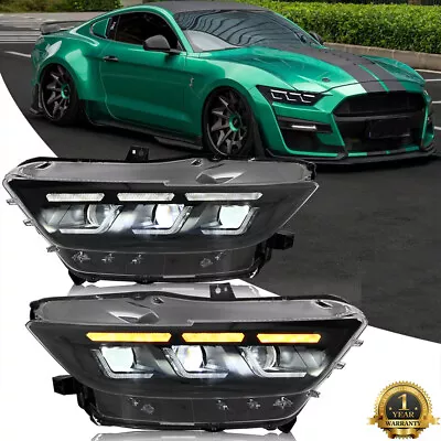 Pair LED Headlights For Ford Mustang 2015 2016 2017 Head Lamps Assembly LH+RH • $699