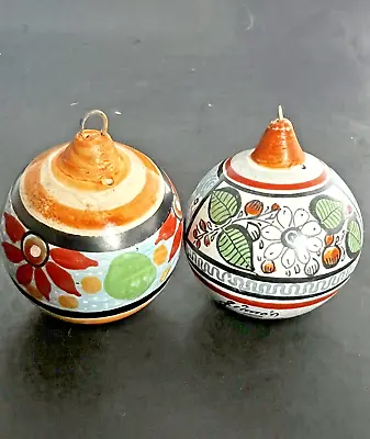 Tonala Burnished Jimon Mexican Folk Art Pottery 3  Christmas Ornaments Lot 2 • $39.99