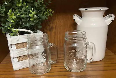 16 Oz Libbey County Fair Chicken/Rooster  Drinking Mason Jar W/ Handle  Set Of 2 • $12.99