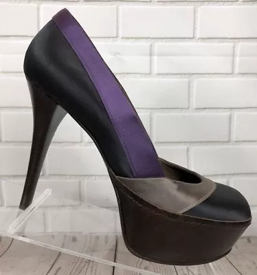 £86.15 • Buy Marni Scarpa Shoes Heels Pumps Platform Satin Black Purple Gray EUR 39 US 8.5/9