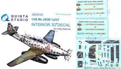Quinta Studios 1/48 MESSERSCHMITT Me-262B-1a/U1 3D DECAL COLORED INTERIOR SET HB • $13.99