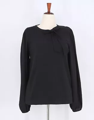 J. CREW $98 Mixed-media Sweater With Bow Black Puff Sleeve Size L • $29.99