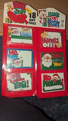 Vintage Christmas Gift Tags Please Don’t Peek Eureka Santa Lot Of 2 • $6